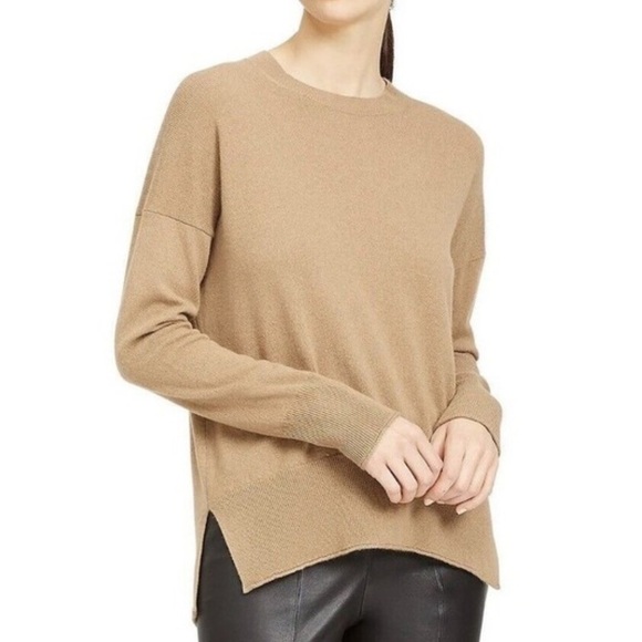 Theory Women’s Karenia Soft Cashmere Crewneck Sweater In Camel Small - Picture 3 of 9